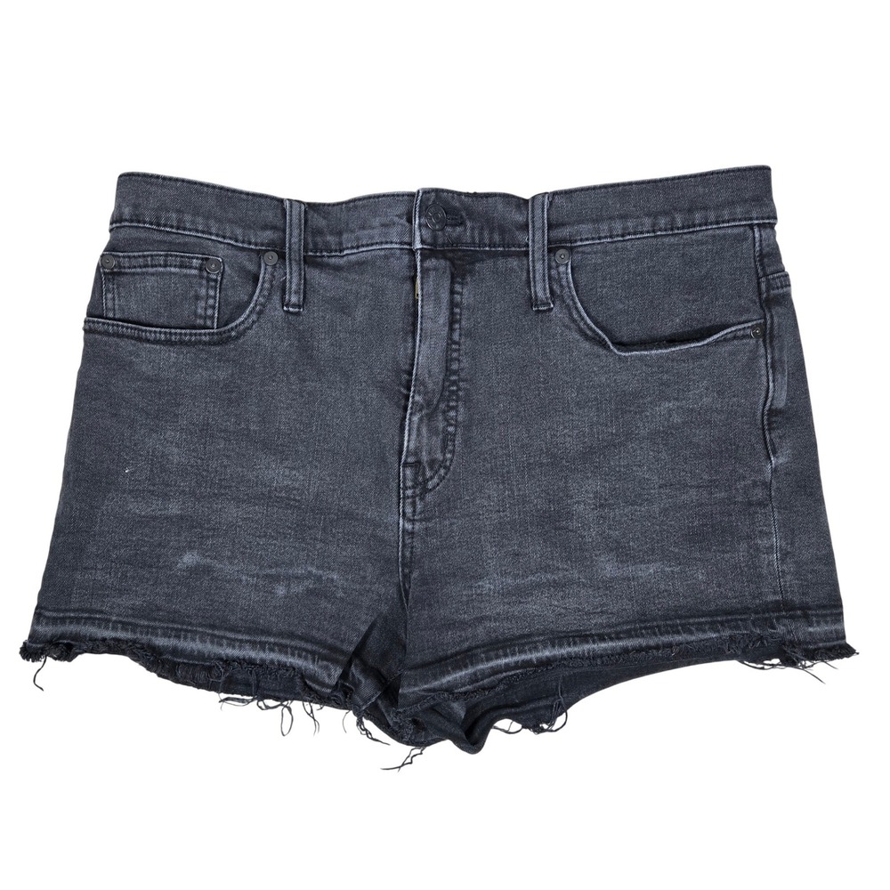 Madewell Womens Black High Rise Denim Shorts Cut Off Raw Hem J3642 Size 32